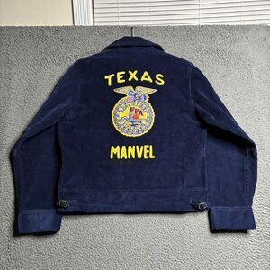Vintage FFA Agricultural Jacket Size 100-34 Blue Corduroy Texas Manvel